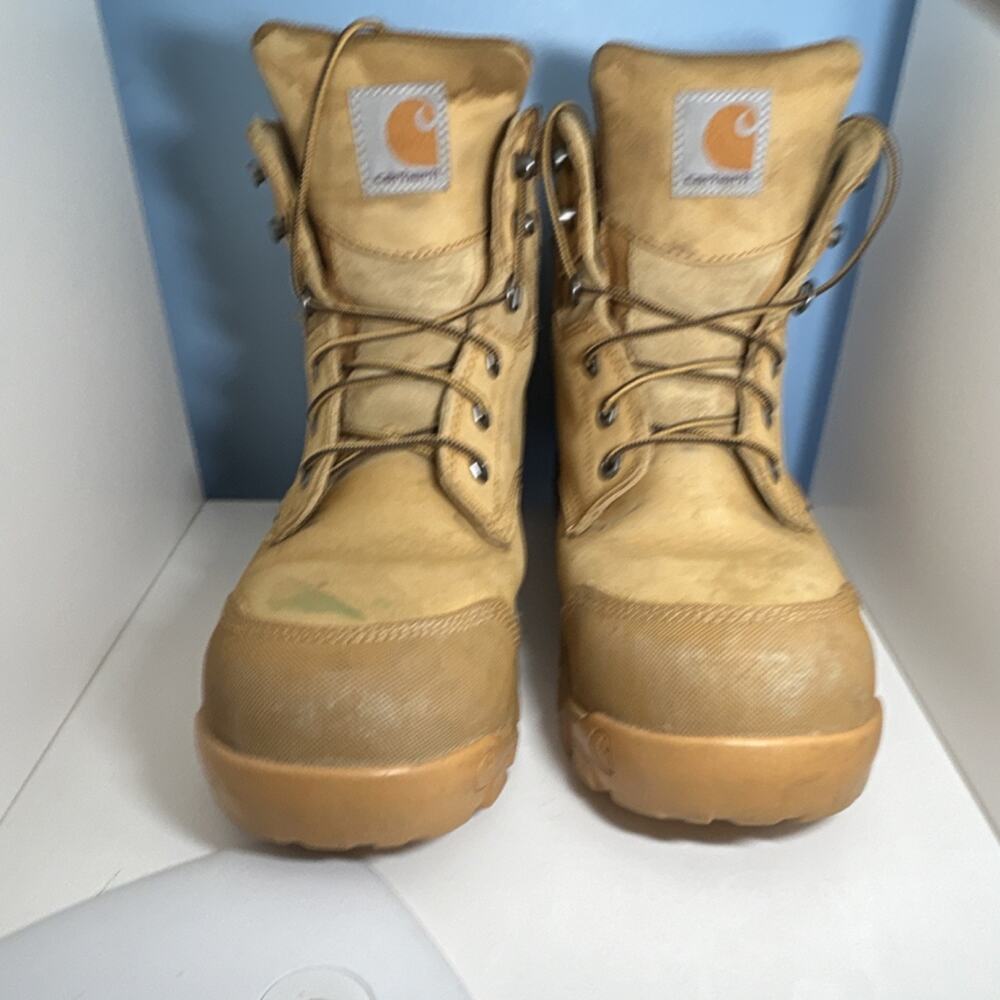 Carhartt Waterproof Work Boots Mens 11 Wide Steel Toe Tan Oil Slip Resistant EH